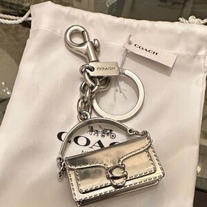 Coach Silver Metallic Purse Keychain Charm
